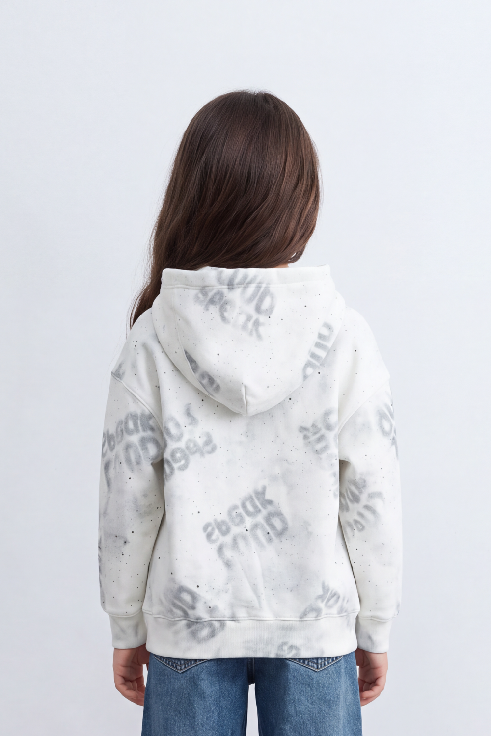 Girl's Tomato Store Sweatshirt Hooded Design Tonal Distressed Effect
