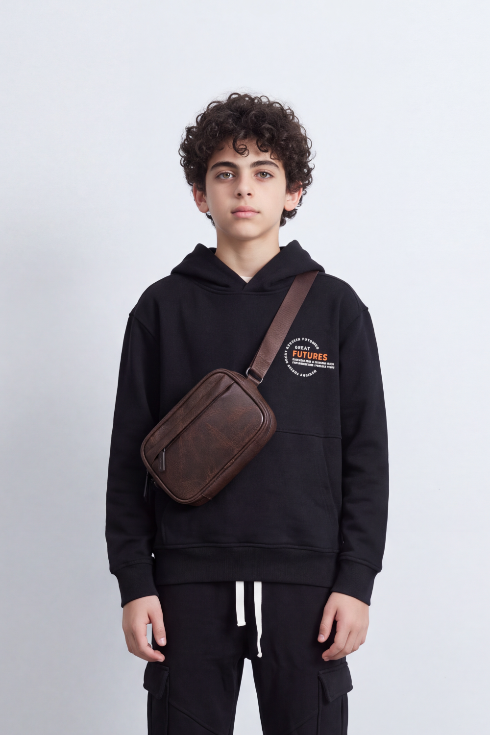 Boy's Tomato Store Melton Oversize Outfit Set Hooded Design Minimal Chest Emblem