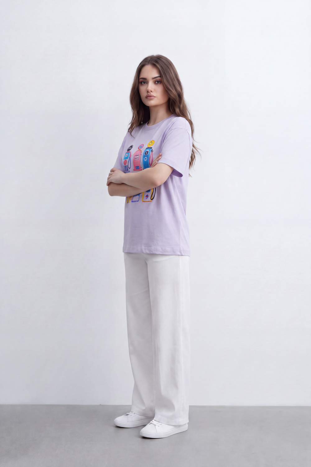 Women's Tomato Store  Graphic T-Shirt Colorful Fuel Pump Artwork Playful Retro Motif
