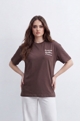 Women's Tomato Store Graphic T-Shirt Bonjour Reality Dreamer Front And Back Typography