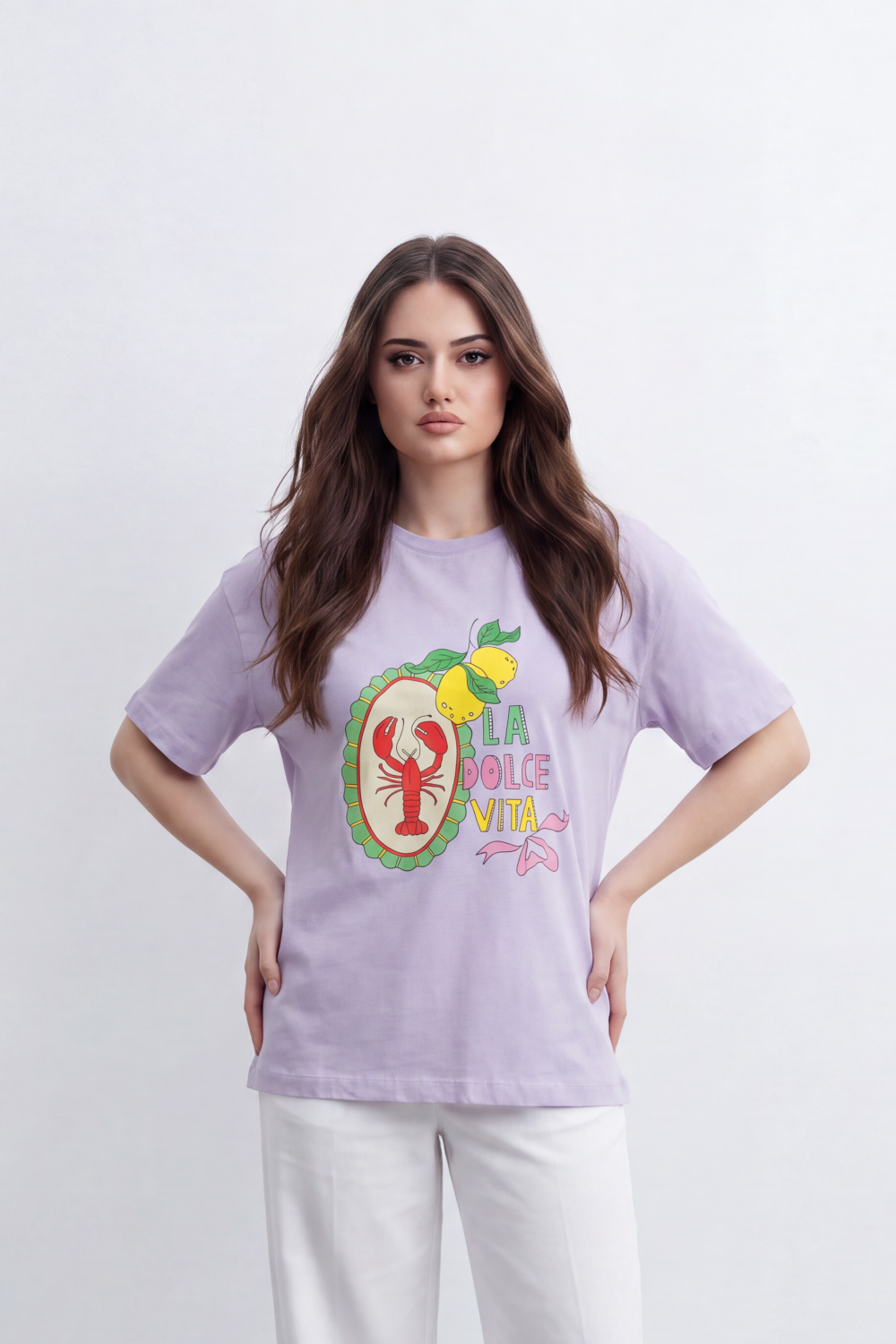Women's Tomato Store Graphic T-Shirt La Dolce Vita Lemon And Lobster Artwork