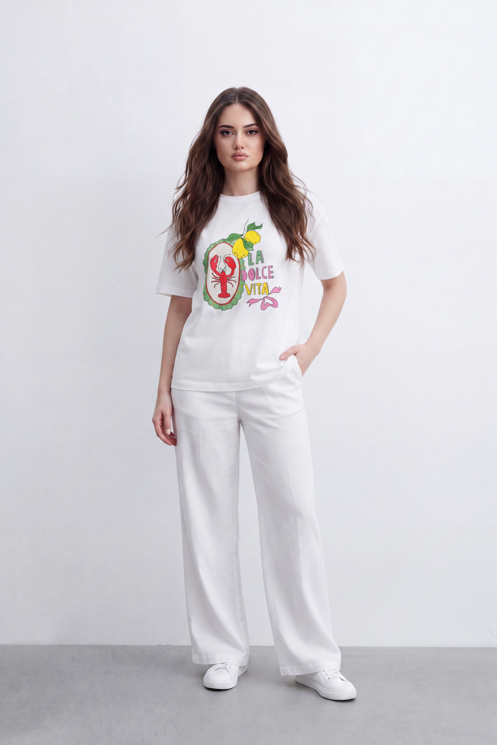 Women's Tomato Store Graphic T-Shirt La Dolce Vita Lemon And Lobster Artwork