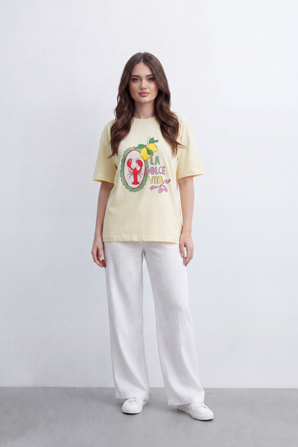 Women's Tomato Store Graphic T-Shirt La Dolce Vita Lemon And Lobster Artwork