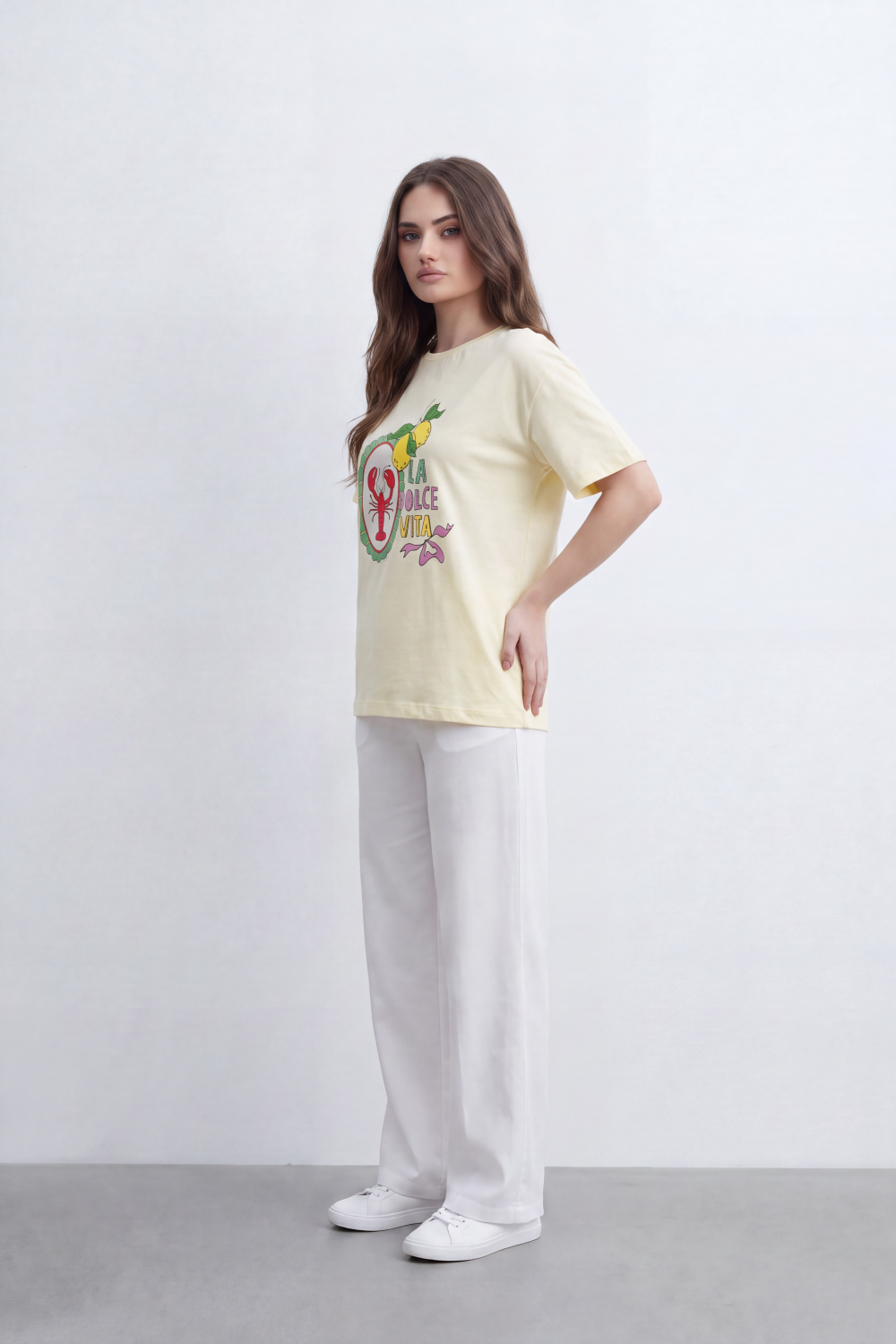 Women's Tomato Store Graphic T-Shirt La Dolce Vita Lemon And Lobster Artwork