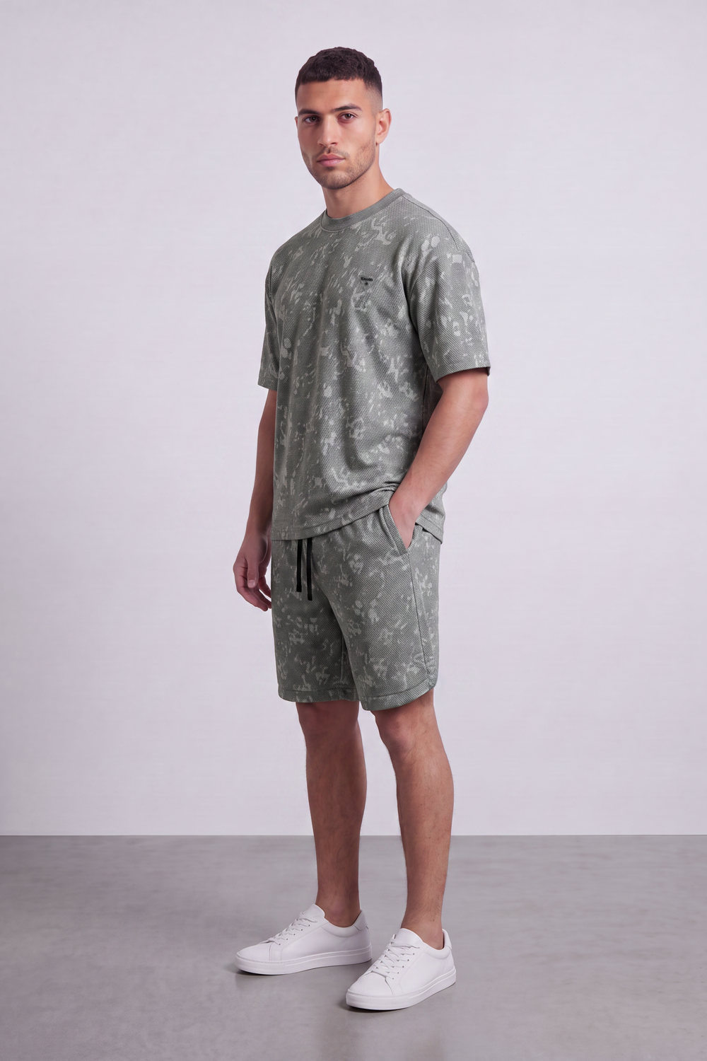 Men's Tomato Store Summer Textured Co-Ord Set Tonal Snakeskin Pattern Subtle Chest relaxed Fit