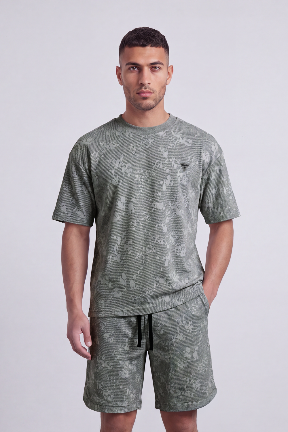 Men's Tomato Store Summer Textured Co-Ord Set Tonal Snakeskin Pattern Subtle Chest relaxed Fit