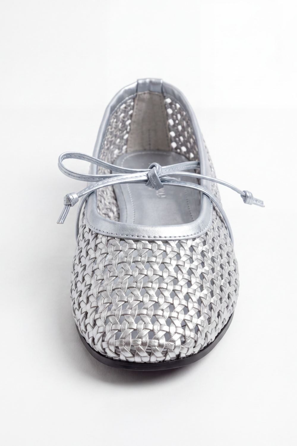 Women’s Tomato Store Woven Bow Ballet Flats Shoes Braided Basket Texture Across The Closed Upper Front Tie Bow Detail