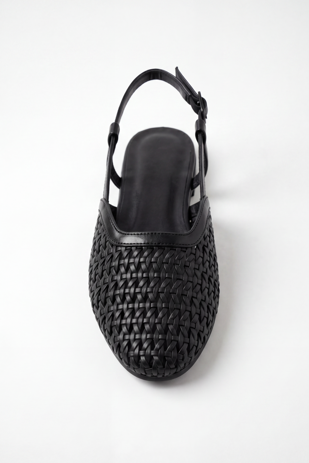Women’s Tomato Store Braided Slingback Flats Basket Weave Texture Covers The Pointed Upper Slim Buckle Strap Open Back Shape Duck Sandals
