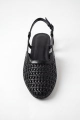 Women’s Tomato Store Braided Slingback Flats Basket Weave Texture Covers The Pointed Upper Slim Buckle Strap Open Back Shape Duck Sandals