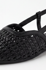 Women’s Tomato Store Braided Slingback Flats Basket Weave Texture Covers The Pointed Upper Slim Buckle Strap Open Back Shape Duck Sandals