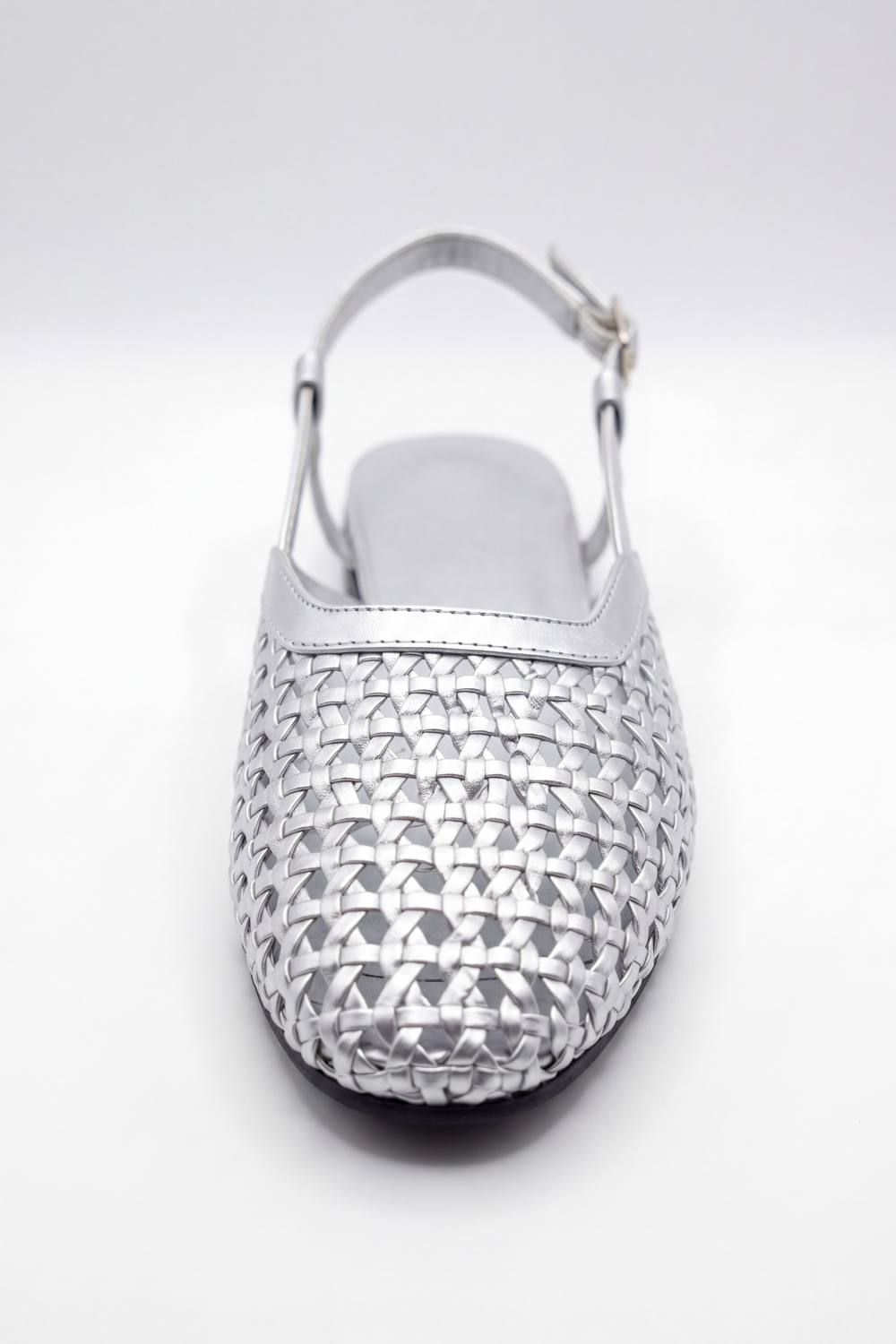 Women’s Tomato Store Braided Slingback Flats Basket Weave Texture Covers The Pointed Upper Slim Buckle Strap Open Back Shape Duck Sandals