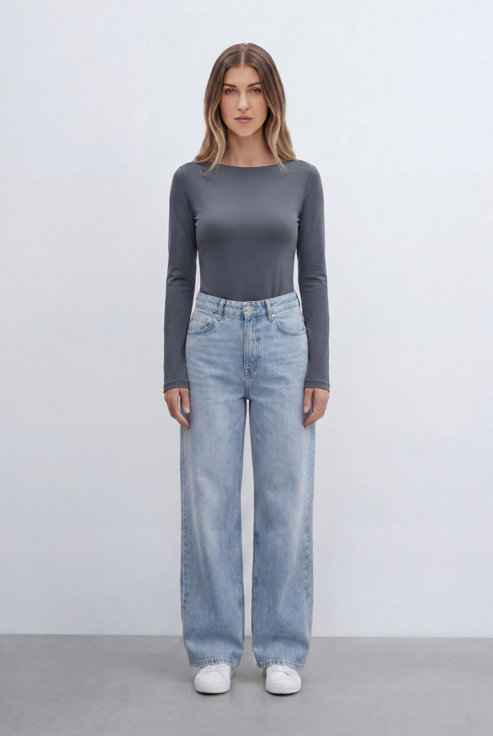 Women’s Tomato Store Long Sleeve Top With  Fitted Silhouette Sleek Minimal Design T-Shirt