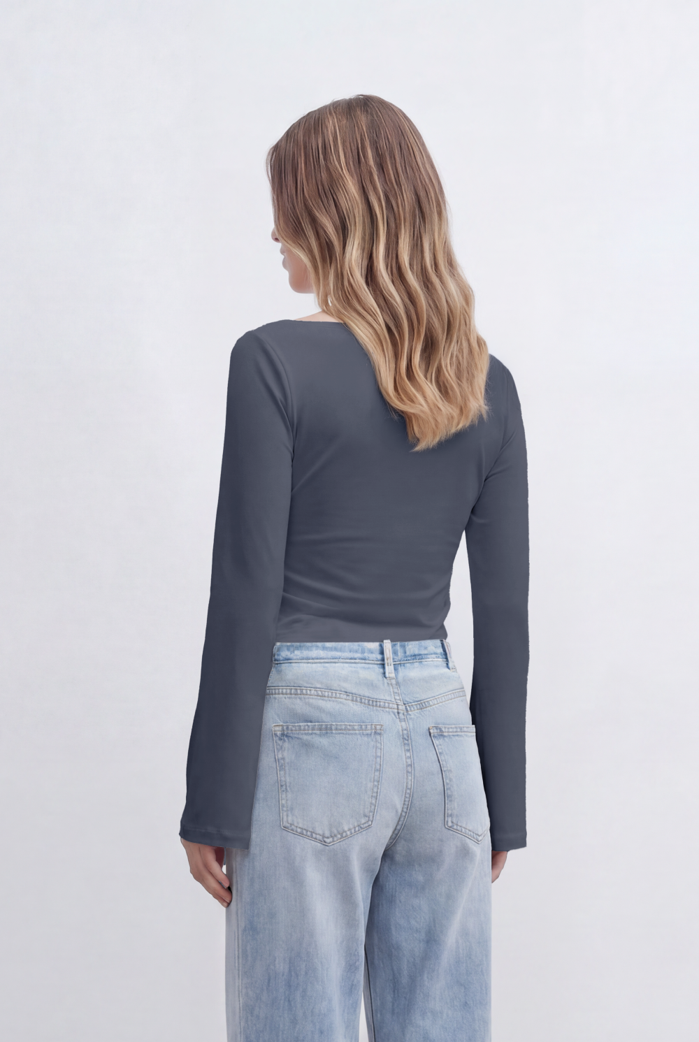 Women’s Tomato Store Long Sleeve Top With  Fitted Silhouette Sleek Minimal Design T-Shirt