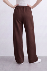 Women’s Tomato Store Heather Flow Pants Melange Soft Texture Elastic Waist Side Pockets Full Wide Leg Shape