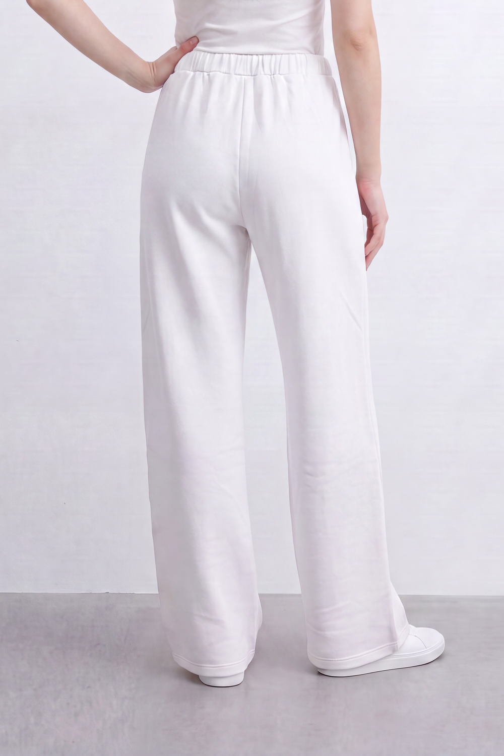Women’s Tomato Store Heather Flow Pants Melange Soft Texture Elastic Waist Side Pockets Full Wide Leg Shape