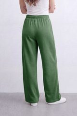 Women’s Tomato Store Cloud Ease Wide Leg Pants Soft Brushed Texture Clean Plain Surface Elastic Waist Side Pockets Full Length Flowing Shape