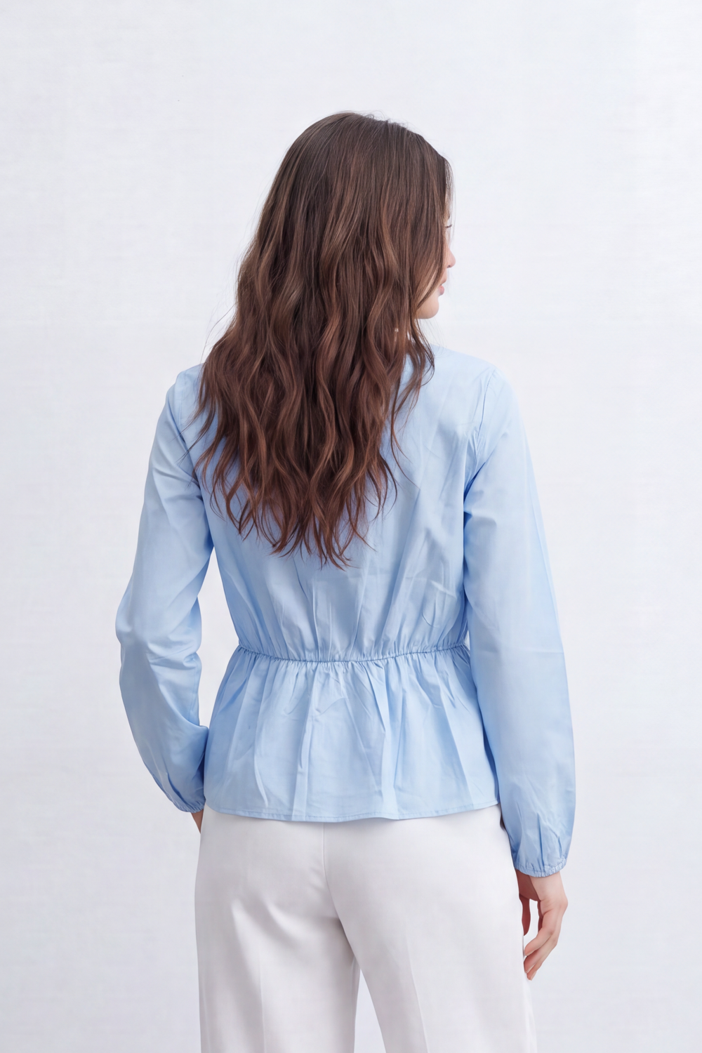 Women’s Tomato Store Pintuck Muse Blouse Washed Grain Surface Shaped Structured Pintuck Waist