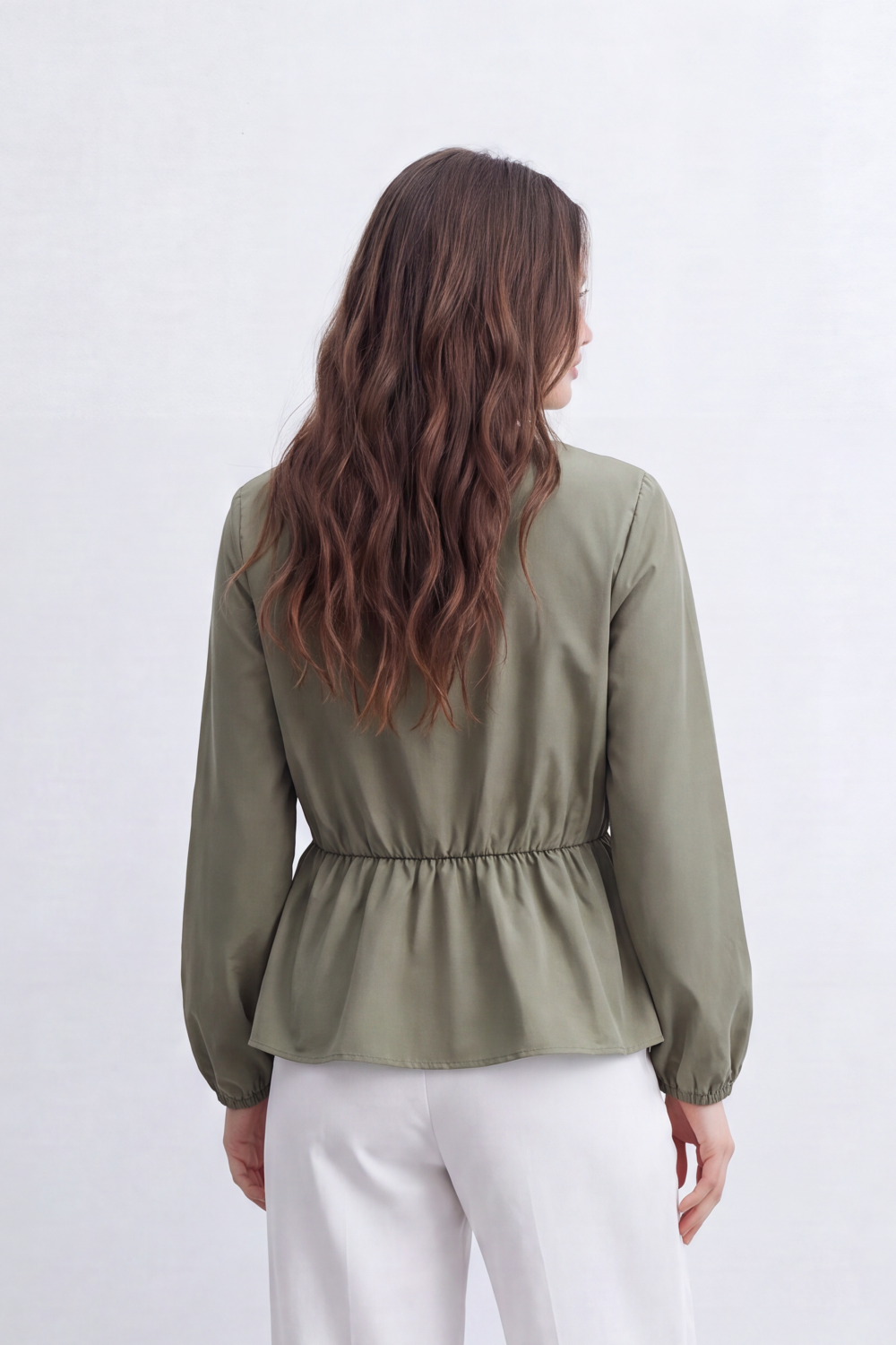 Women’s Tomato Store Pintuck Muse Blouse Washed Grain Surface Shaped Structured Pintuck Waist