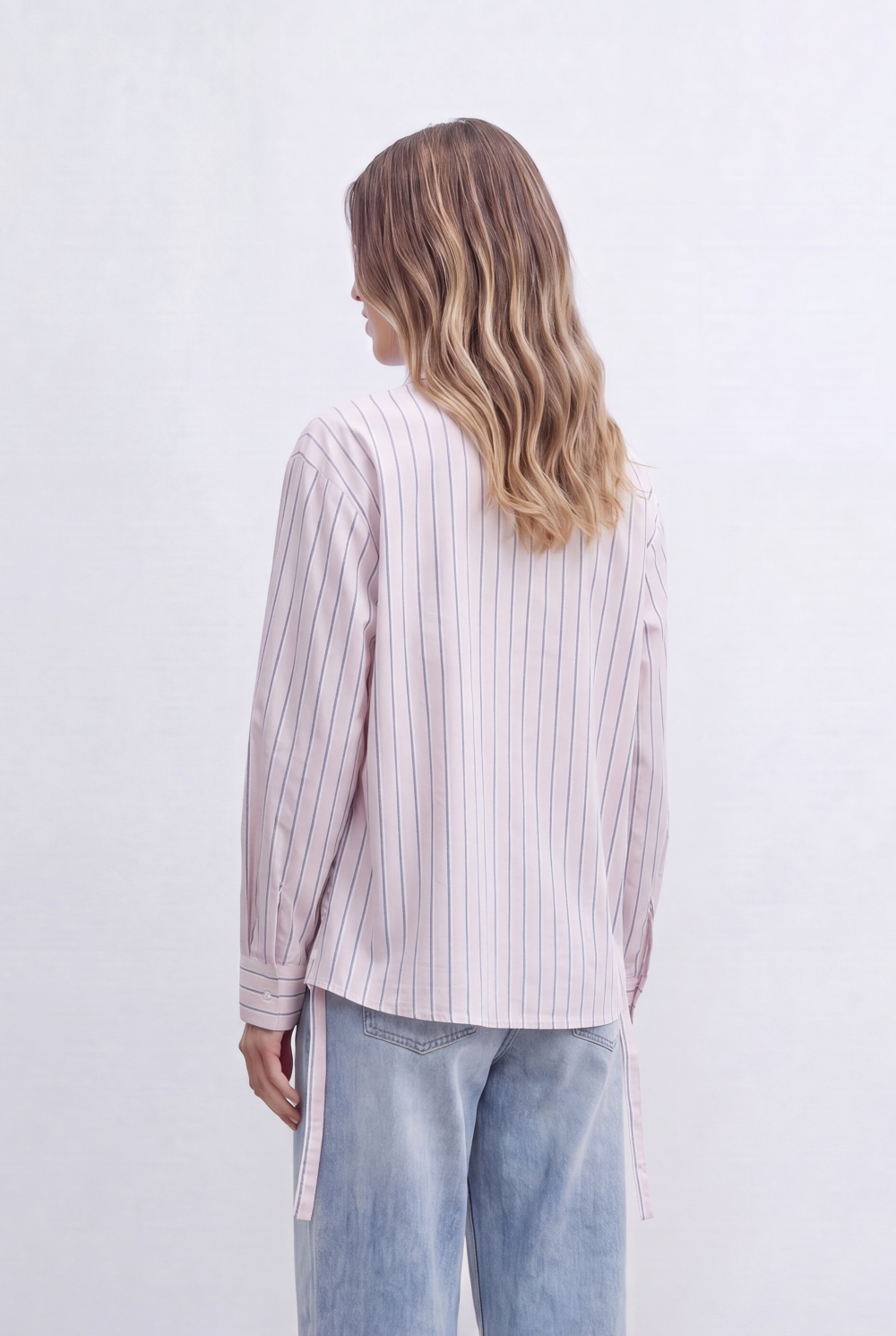 Women’s Tomato Store Classic Striped Blouse With Adjustable Waist Tie Button Front Design