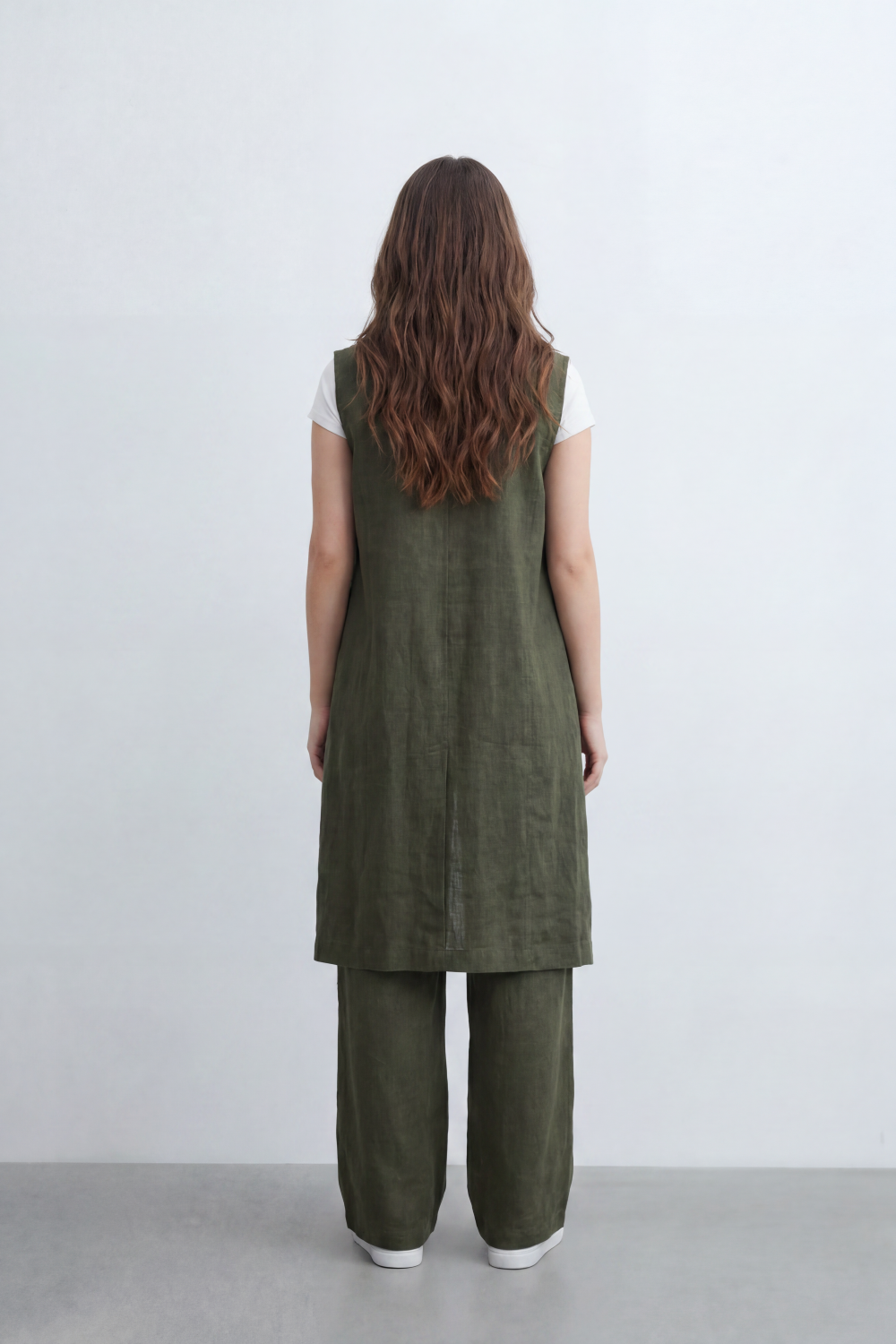 Women’s Tomato Store Nomad Linen Co-Ord Set With Crinkle Slub Texture Plain Dyed Surface Draped Outfit Paperbag Waist Front Tie Detail Relaxed Flowing Fit