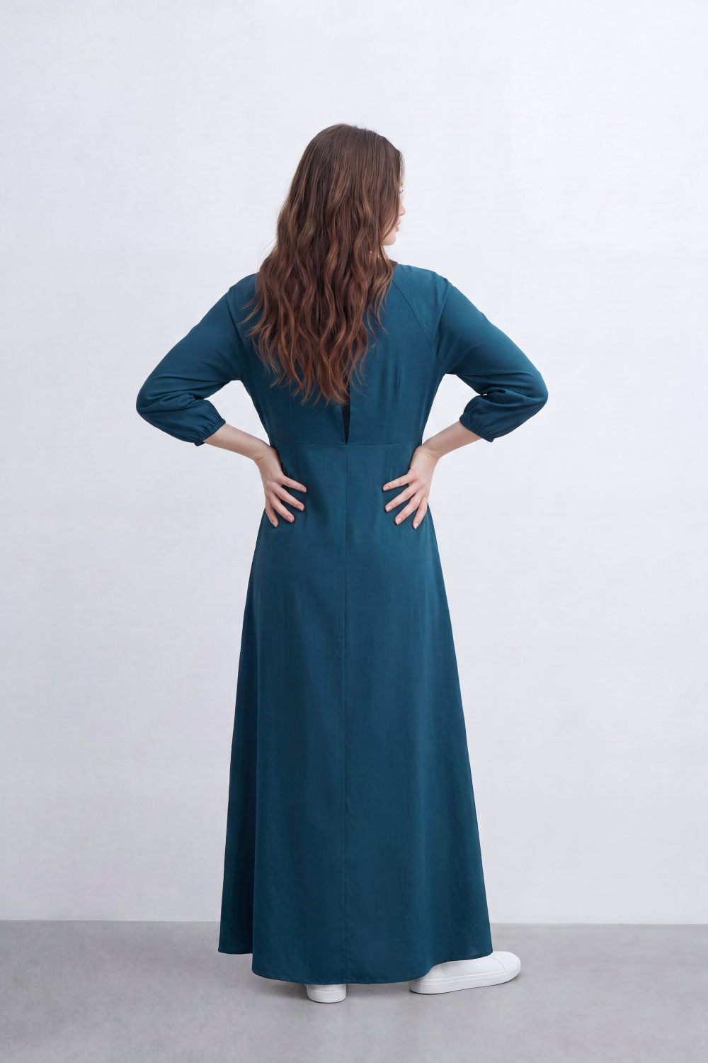 Women’s Tomato Store Flow Maxi Dress Crinkled Slub Surface Button Front Back Keyhole Detail Long Flowing Shape
