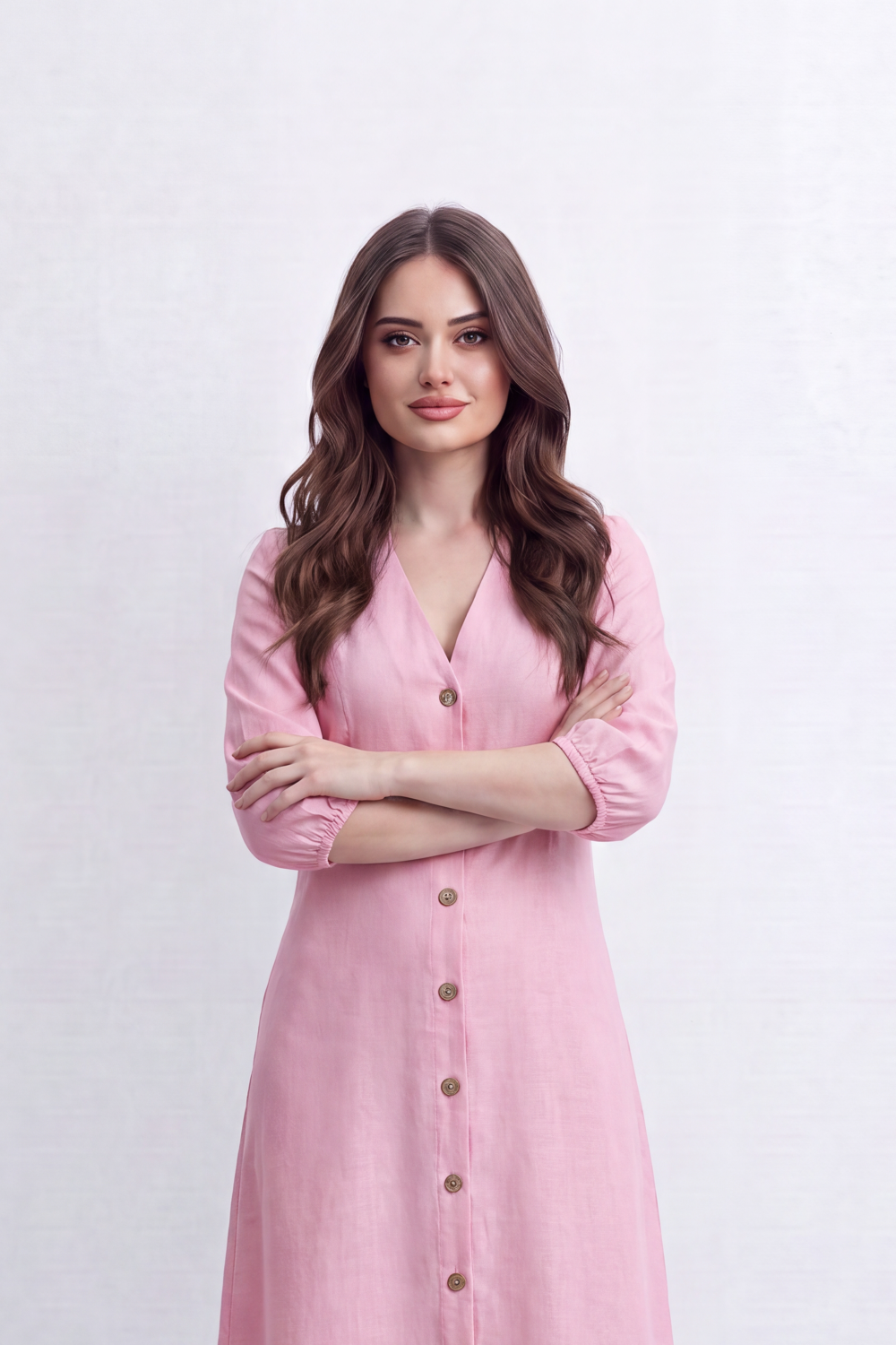 Women’s Tomato Store Flow Maxi Dress Crinkled Slub Surface Button Front Back Keyhole Detail Long Flowing Shape
