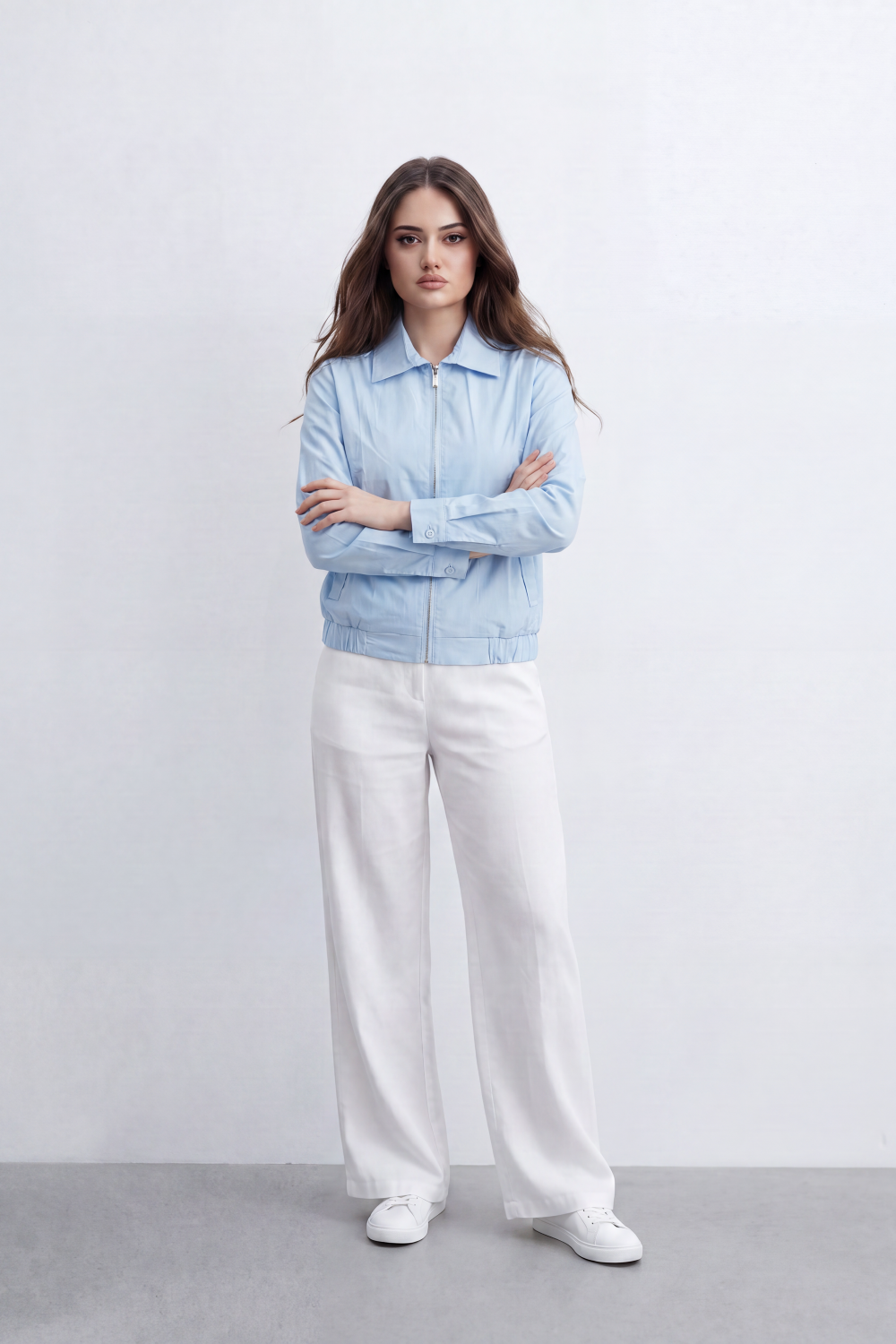 Women’s Tomato Store Utility Blouse Subtle Washed Grain Zip Front Patch Pocket Detail Slant Pockets