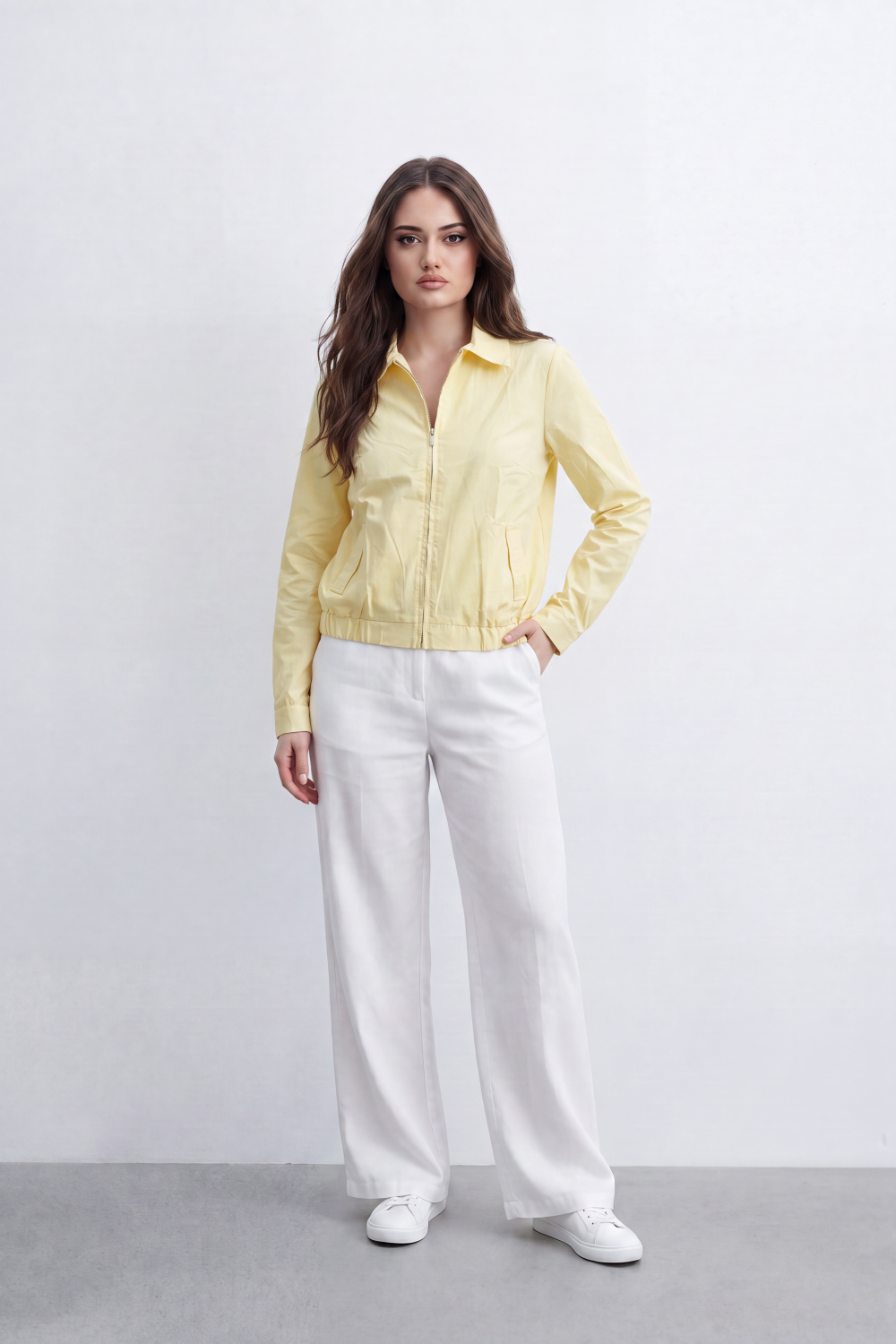Women’s Tomato Store Utility Blouse Subtle Washed Grain Zip Front Patch Pocket Detail Slant Pockets