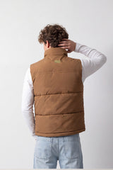 Men's Tomato Store Winter Puffer Vest Sleeveless High Neck Full-Zip Front Chest Badge Detail Waterproof