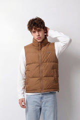 Men's Tomato Store Winter Puffer Vest Sleeveless High Neck Full-Zip Front Chest Badge Detail Waterproof