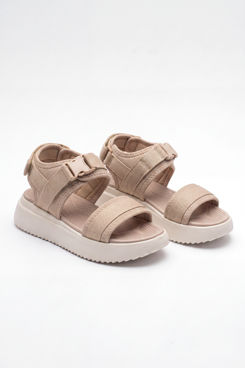 Women's Tomato Store Blush Trek Duck Sandals Soft Ribbed Strap Texture Adjustable Buckle Fastening Padded Footbed