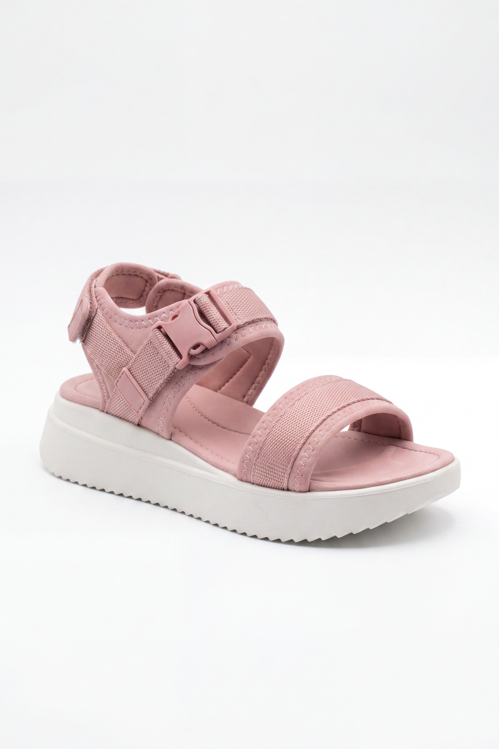 Girl's Tomato Store Blush Trek Duck Sandals Soft Ribbed Strap Texture Adjustable Buckle Fastening Padded Footbed