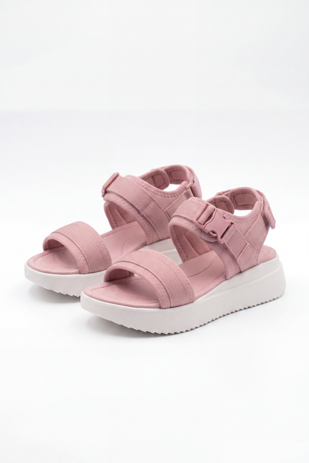 Women's Tomato Store Blush Trek Duck Sandals Soft Ribbed Strap Texture Adjustable Buckle Fastening Padded Footbed