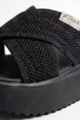 Women’s Duck Tomato Store Cross Strap Slides Textured Upper Lightweight Platform Sole Easy Slip Design Sandal