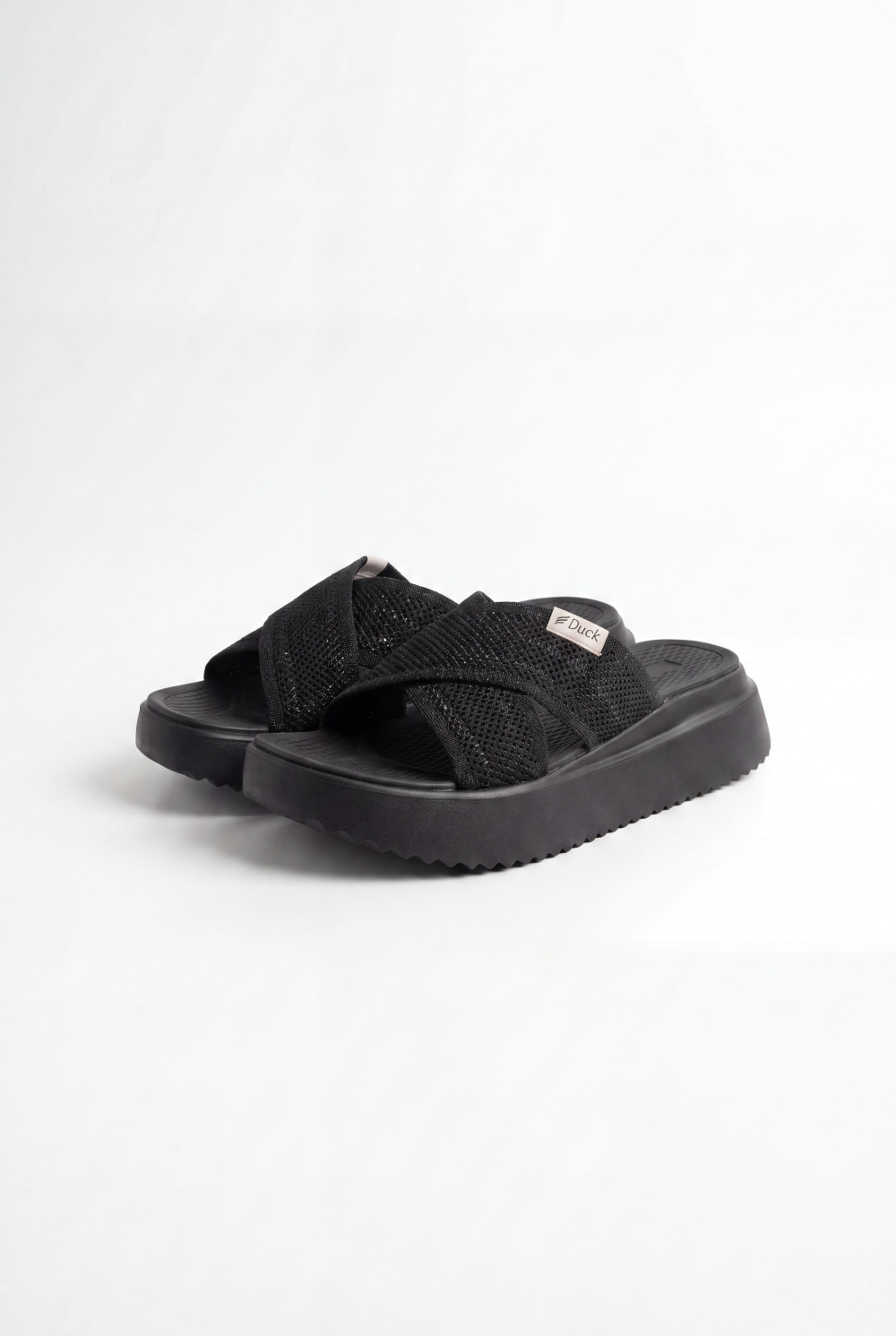 Women’s Duck Tomato Store Cross Strap Slides Textured Upper Lightweight Platform Sole Easy Slip Design Sandal