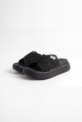 Women’s Duck Tomato Store Cross Strap Slides Textured Upper Lightweight Platform Sole Easy Slip Design Sandal
