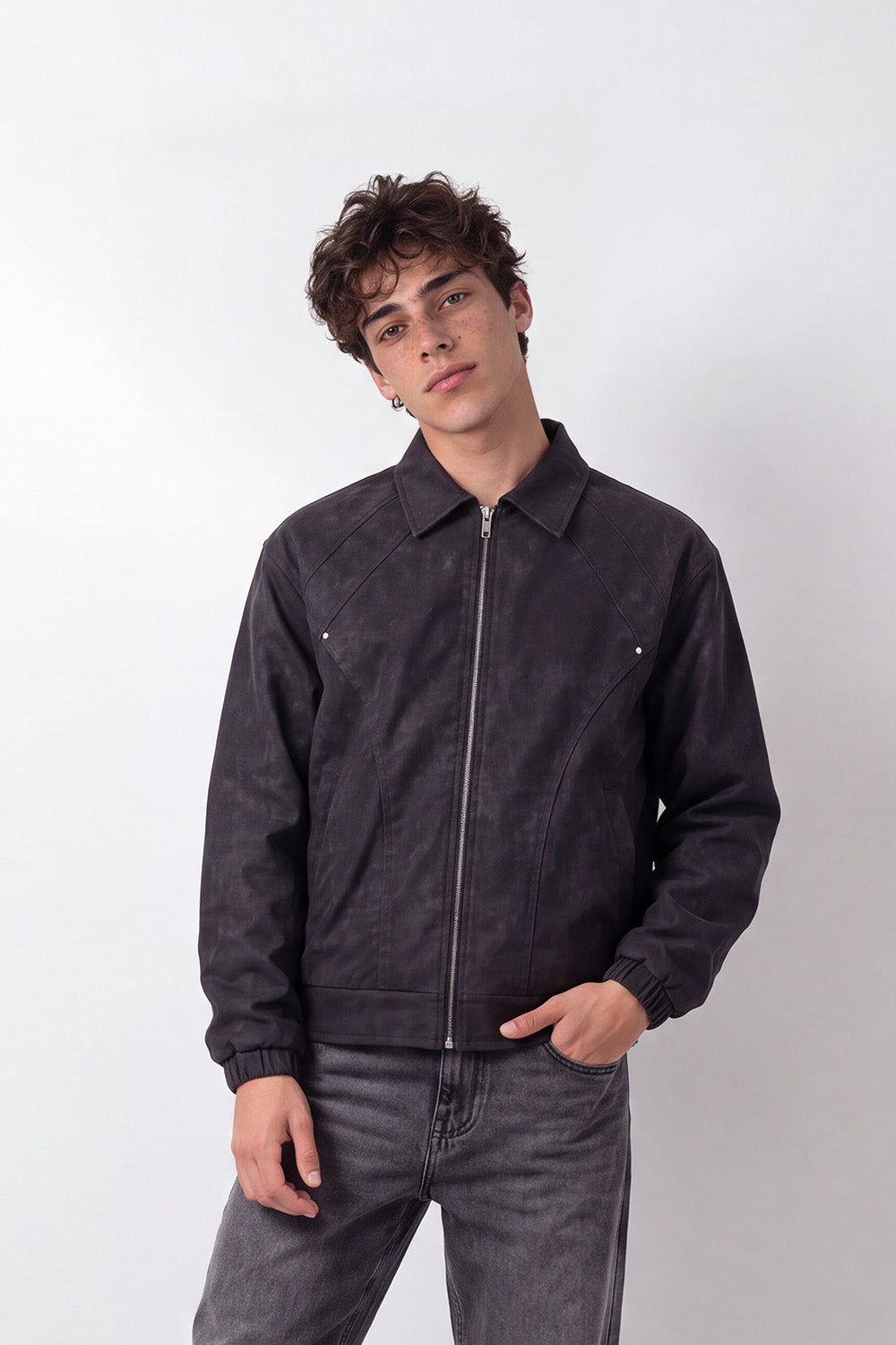 Men's Tomato Store Waterproof Jacket Classic Collar  Studded Back Typography