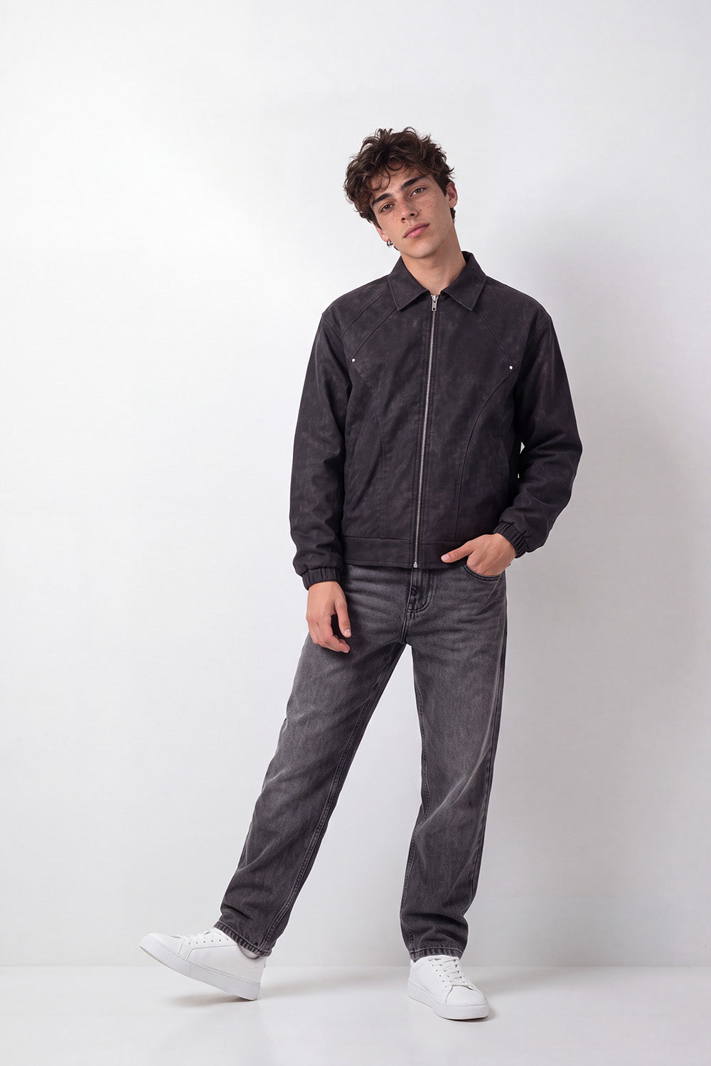 Men's Tomato Store Waterproof Jacket Classic Collar  Studded Back Typography