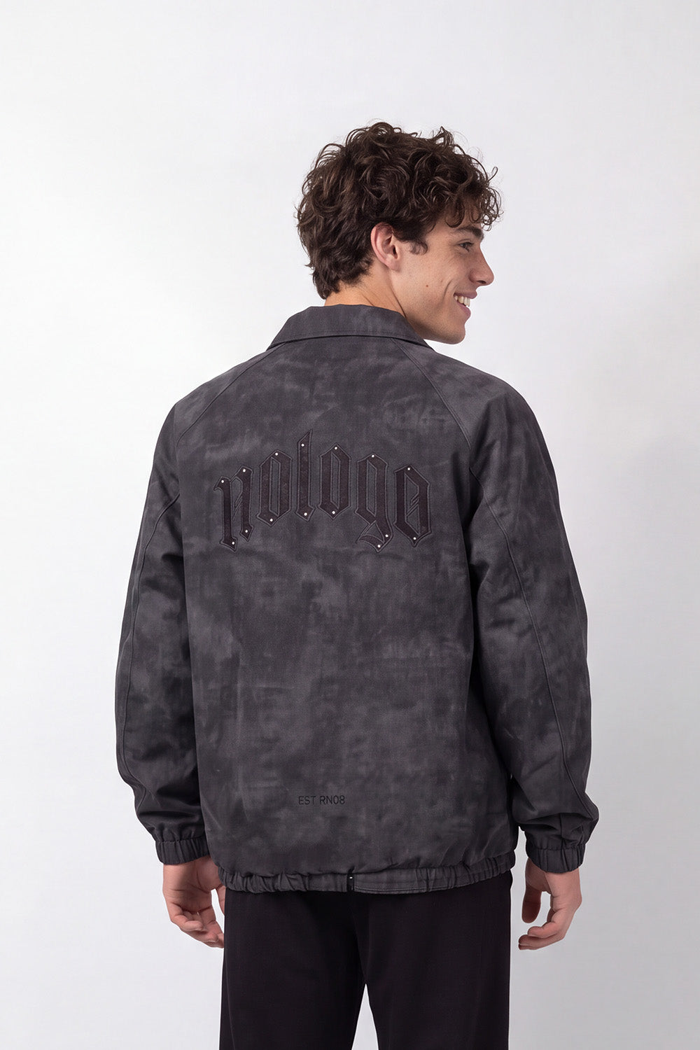 Men's Tomato Store Waterproof Jacket Classic Collar  Studded Back Typography