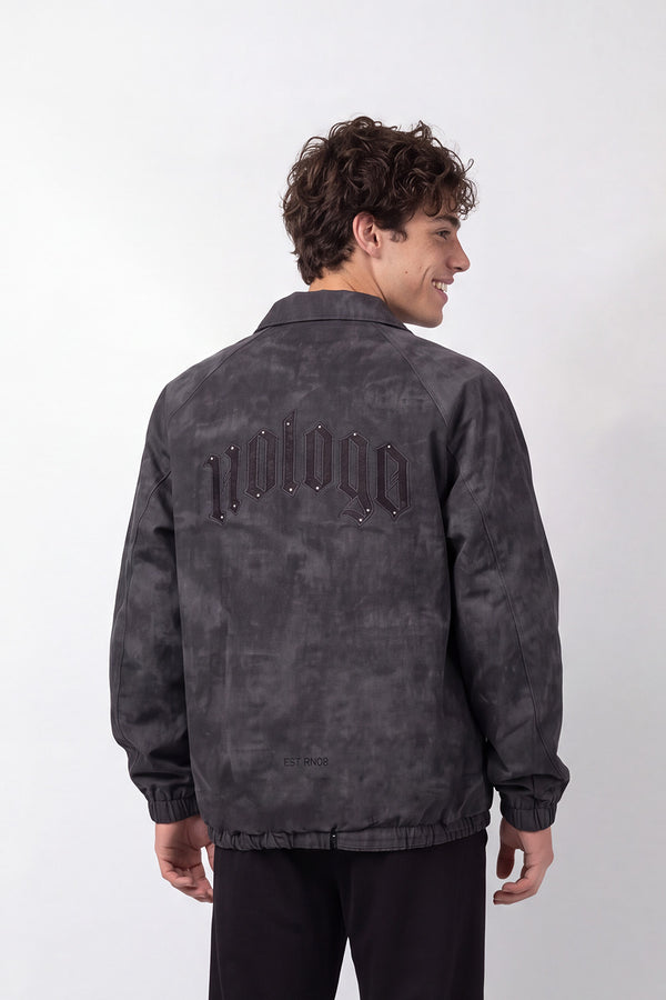 Men's Tomato Store Waterproof Jacket Classic Collar  Studded Back Typography