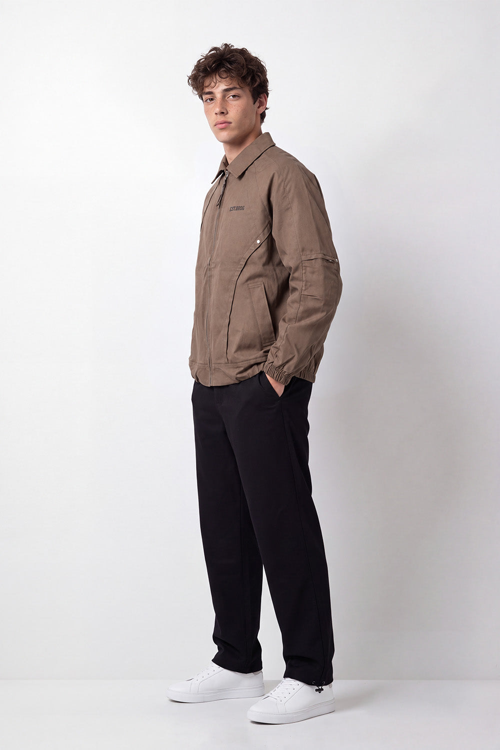 Men's Tomato Store Waterproof Jacket Classic Collar  Studded Back Typography