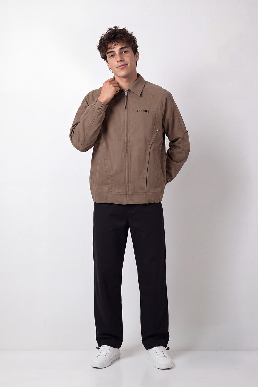 Men's Tomato Store Waterproof Jacket Classic Collar  Studded Back Typography