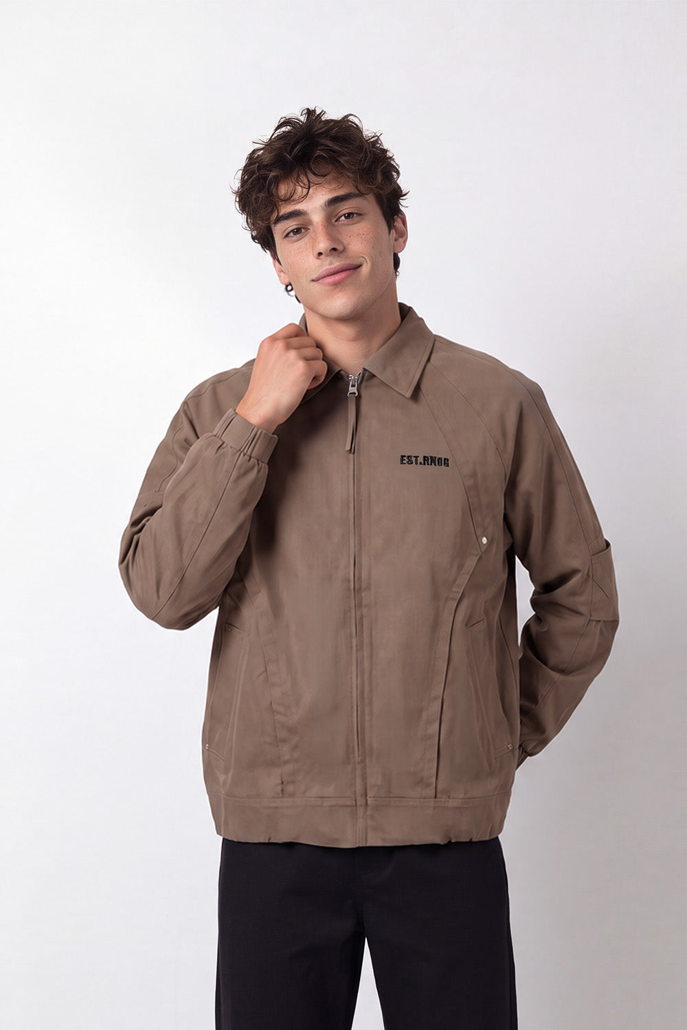 Men's Tomato Store Waterproof Jacket Classic Collar  Studded Back Typography