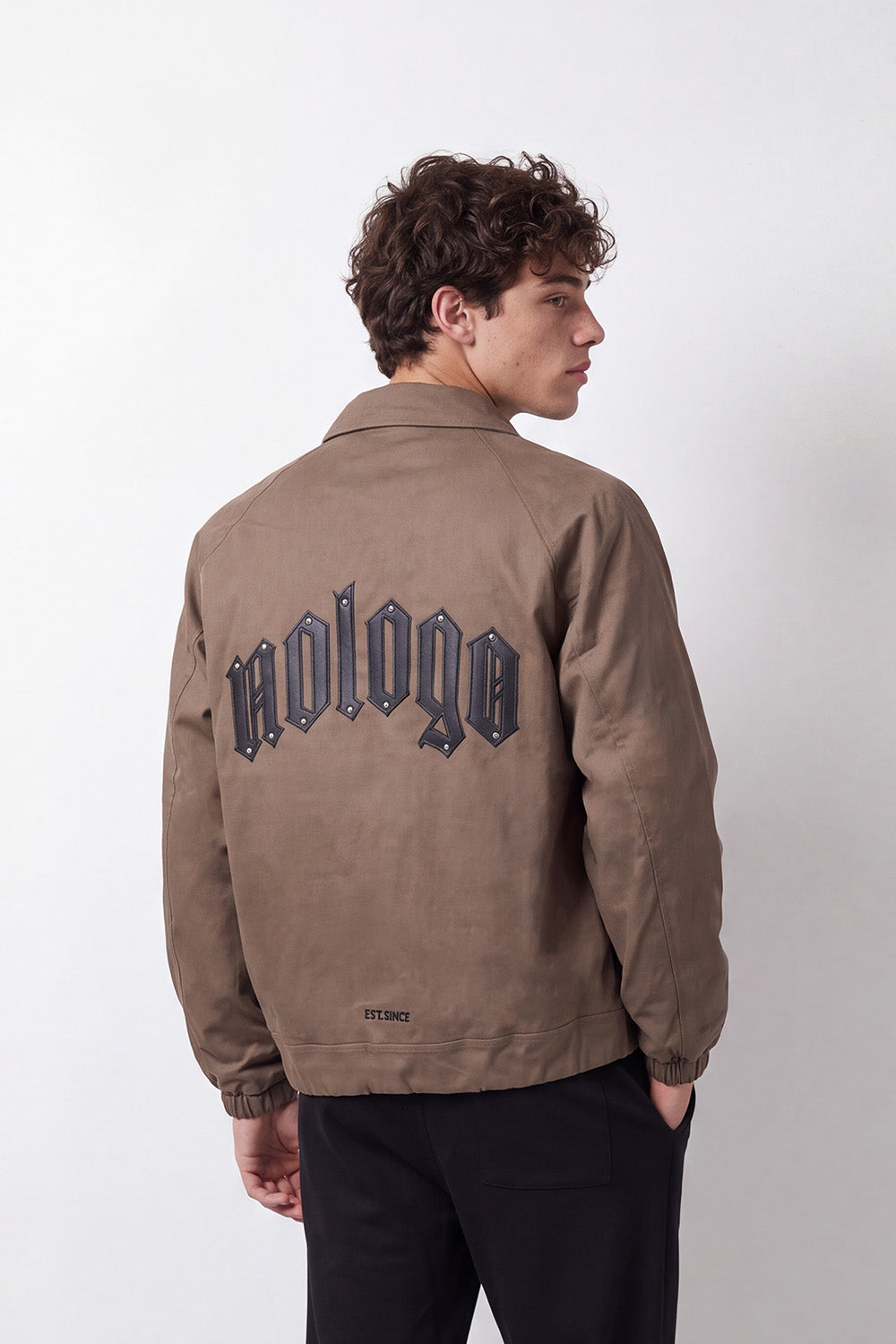 Men's Tomato Store Waterproof Jacket Classic Collar  Studded Back Typography