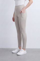 Women's Tomato Store Stretch Jersey Leggings High-Rise Waist Side Pocket Detail Sleek Body Fit