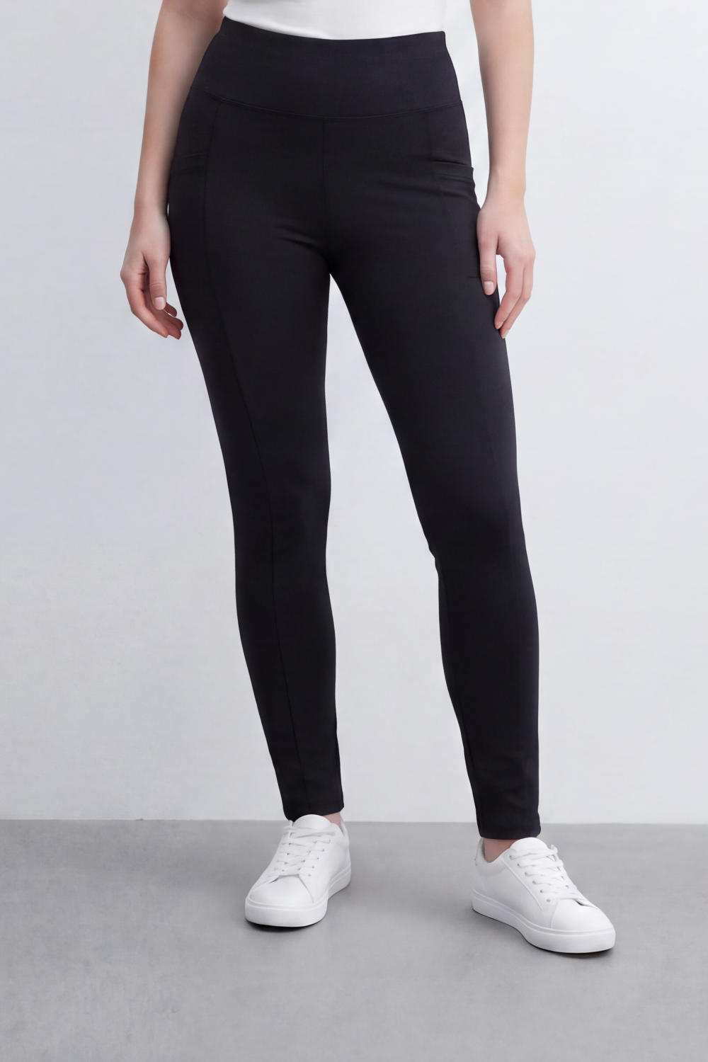 Women's Tomato Store Stretch Jersey Leggings High-Rise Waist Side Pocket Detail Sleek Body Fit