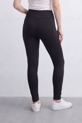 Women's Tomato Store Stretch Jersey Leggings High-Rise Waist Side Pocket Detail Sleek Body Fit