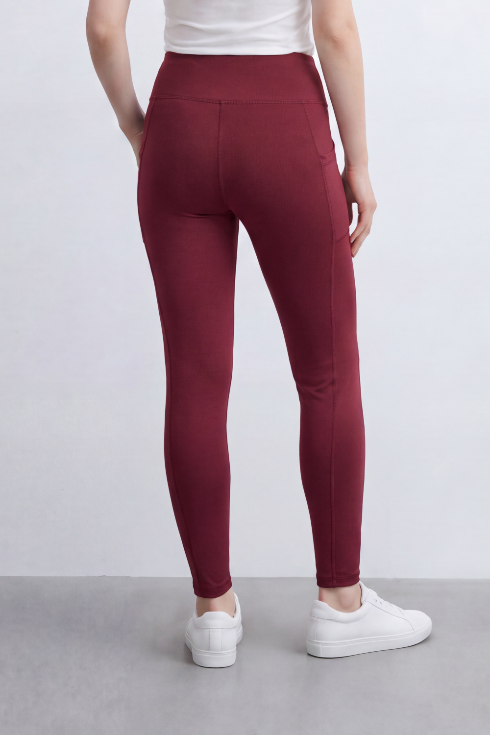 Women's Tomato Store Stretch Jersey Leggings High-Rise Waist Side Pocket Detail Sleek Body Fit