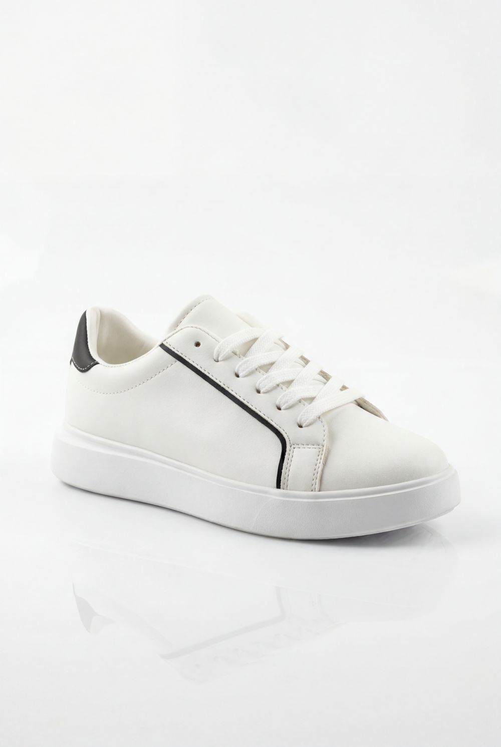 Men’s Clean Textured Minimalist Trainer Low-Top Sneakers Slim Inlaid Trim Along Side Panels Classic Shoes
