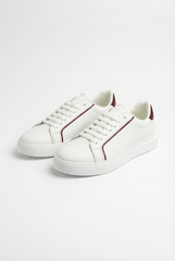 Men’s Clean Textured Minimalist Trainer Low-Top Sneakers Slim Inlaid Trim Along Side Panels Classic Shoes